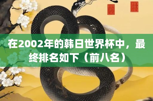 在2002年的韩日世界杯中，最终排名如下（前八名）