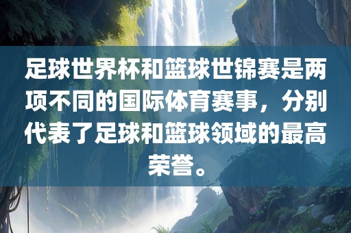 足球世界杯和篮球世锦赛是两项不同的国际体育赛事，分别代表了足球和篮球领域的最高荣誉。