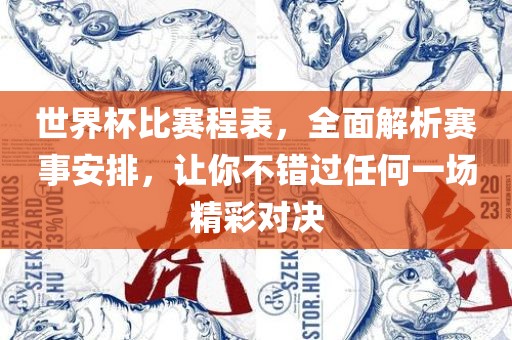 世界杯比赛程表，全面解析赛事安排，让你不错过任何一场精彩对决