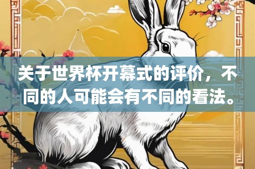 关于世界杯开幕式的评价，不同的人可能会有不同的看法。