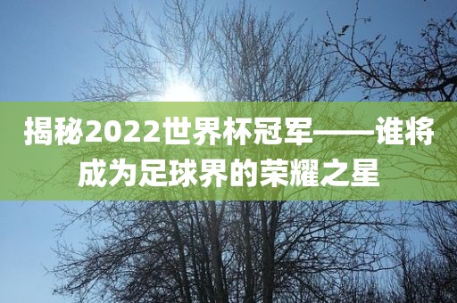 揭秘2022世界杯冠军——谁将成为足球界的荣耀之星