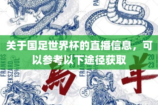 关于国足世界杯的直播信息，可以参考以下途径获取漯河市盈旭机械设备有限公司