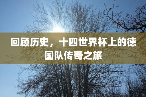 回顾历史，十四世界杯上的德国队传奇之旅