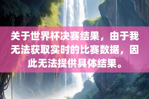 关于世界杯决赛结果，由于我无法获取实时的比赛数据，因此无法提供具体结果。漯河市盈旭机械设备有限公司
