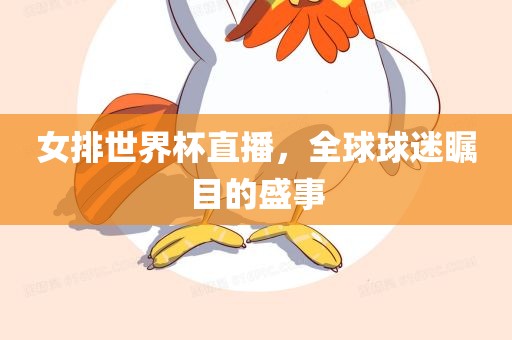 女排世界杯直播，全球球迷瞩目的盛事漯河市盈旭机械设备有限公司