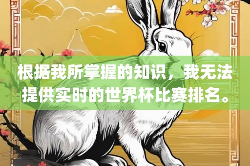 根据我所掌握的知识，我无法提供实时的世界杯比赛排名。