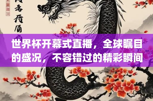 世界杯开幕式直播，全球瞩目的盛况，不容错过的精彩瞬间