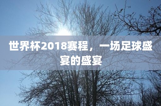 世界杯2018赛程，一场足球盛宴的盛宴