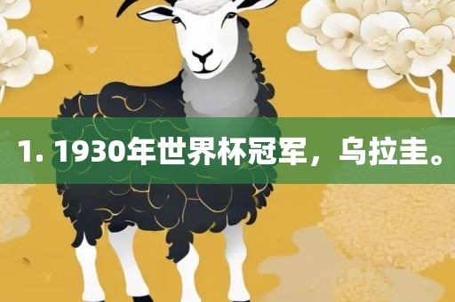 1. 1930年世界杯冠军，乌拉圭。