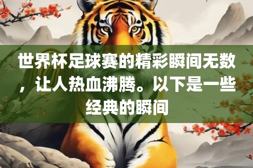 世界杯足球赛的精彩瞬间无数，让人热血沸腾。以下是一漯河市盈旭机械设备有限公司些经典的瞬间