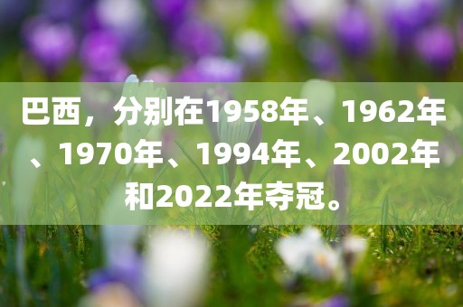 巴西，分别在1958年、1962年、1970年、1994年、2002年和2022年夺冠。