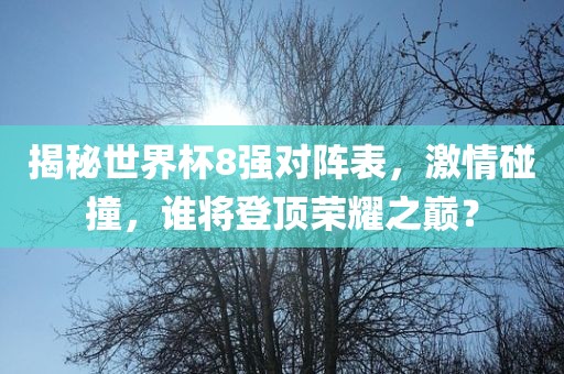 揭秘世界杯8强对阵表，激情碰撞，谁将登顶荣耀之巅？
