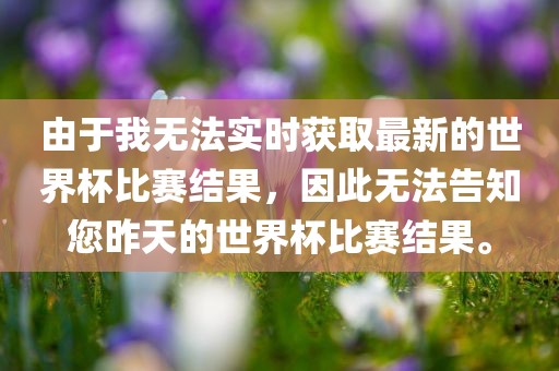 由于我无漯河市盈旭机械设备有限公司法实时获取最新的世界杯比赛结果，因此无法告知您昨天的世界杯比赛结果。