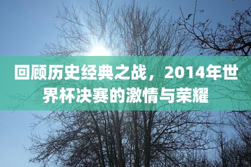 回顾历史经典之战，2014年世界杯决赛的激情与荣耀