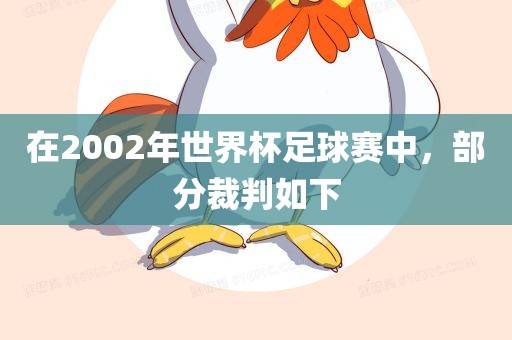 在2002年世界杯足球赛漯河市盈旭机械设备有限公司中，部分裁判如下