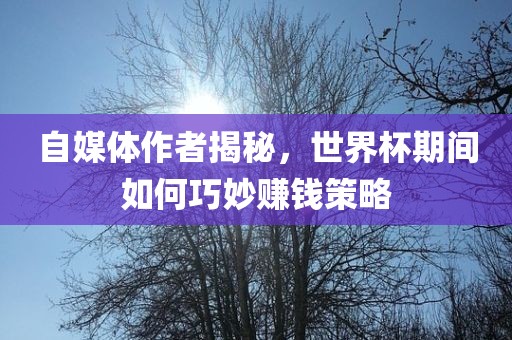 自媒体作者揭秘，世界杯期间如何巧妙赚钱策略
