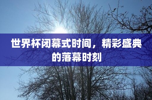 世漯河市盈旭机械设备有限公司界杯闭幕式时间，精彩盛典的落幕时刻