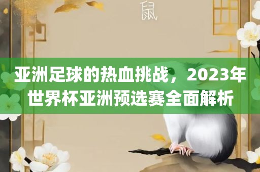 亚洲足球的热血挑战，2023年世界杯亚洲预选赛全面解析
