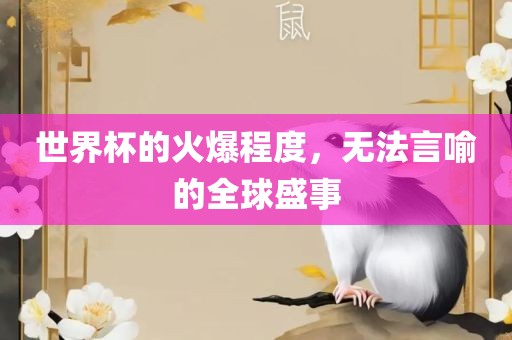 世界杯的火爆程度，无法言喻的全球盛事