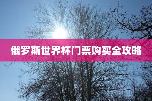 俄罗斯世界杯门票购买全攻略