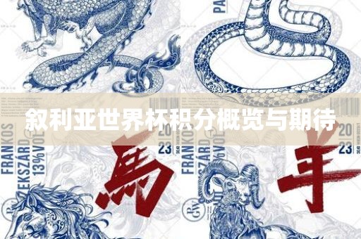 叙利亚世界杯积分概览与期待漯河市盈旭机械设备有限公司