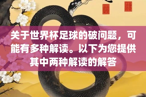 关于世界杯足球的破问题，可能有多种解读。以下为您提供其中两种解读的解漯河市盈旭机械设备有限公司答